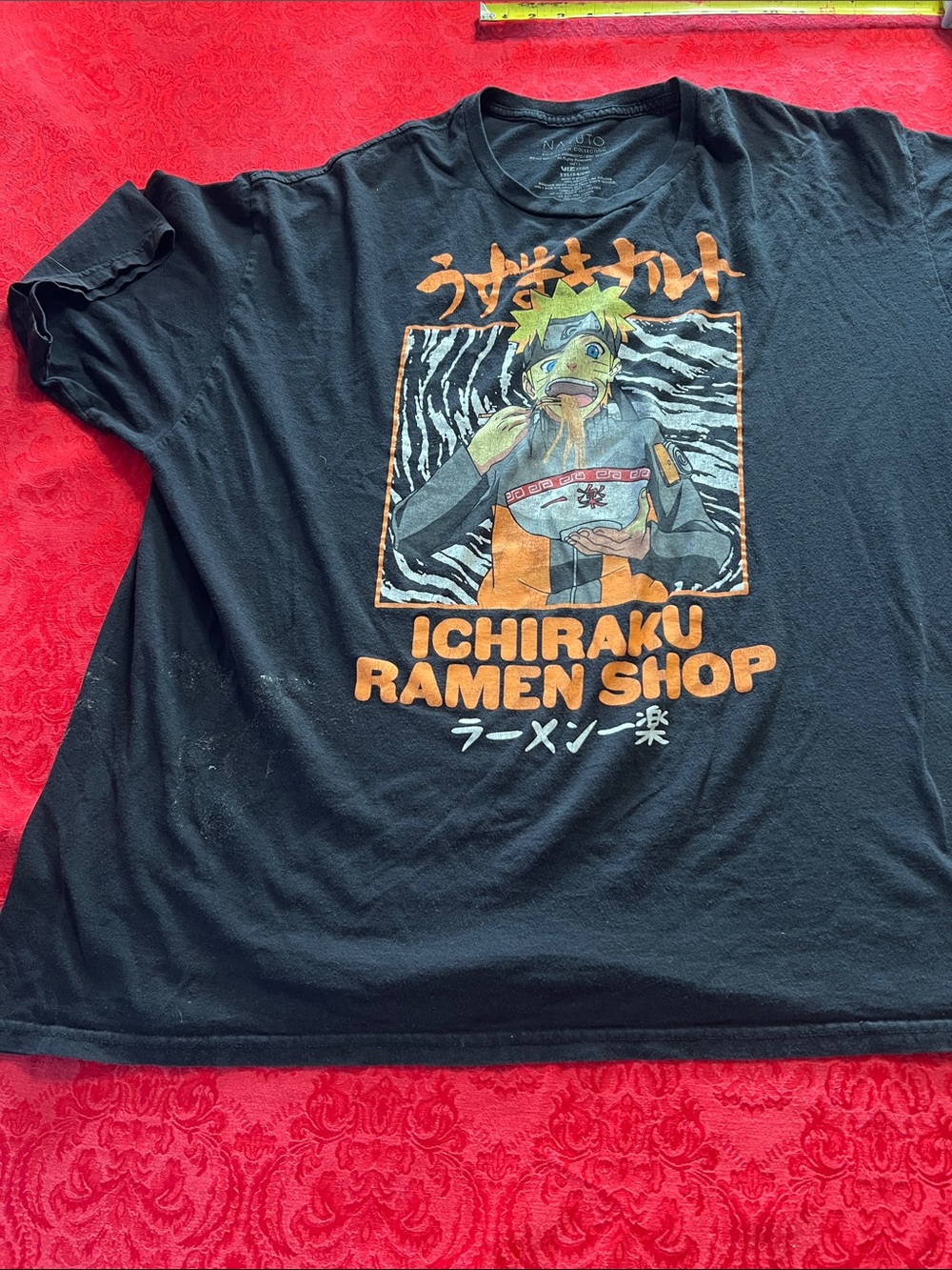 Naruto Ichiraku Ramen Shop Graphic T-Shirt Men's 3XL Black Anime 100% Cotton Tee